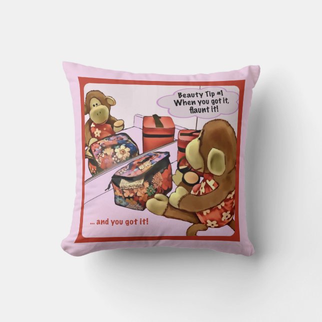 Beauty Monkey Throw Pillow (Front)