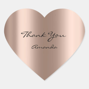 Beauty Name Bridal Heart Thank Rose Gold Metallic Sticker