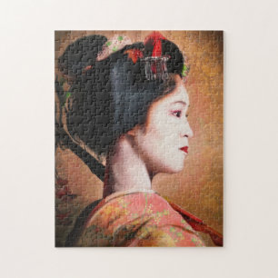 Beauty of Geisha japanese lady maiko painting art Jigsaw Puzzle