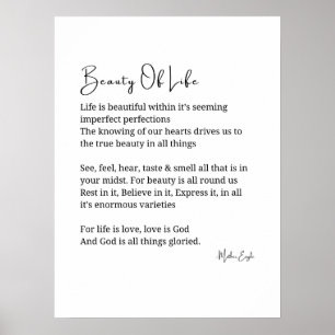 Beauty of Life Inspirational Poem Wall Art Poster
