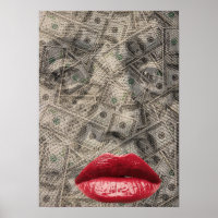 Beauty of Money Funny Dollar with red lips
