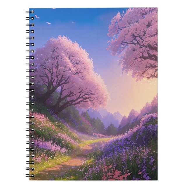 Beauty of the Path Between Sakura Trees Notebook (Front)