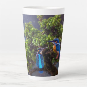 Beauty of Wilderness- Kingfisher and Bonsai  Latte Mug