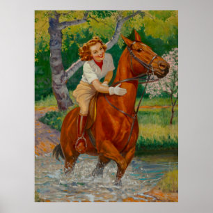Beauty On A Horse 1960s Pin-Up Girl Poster