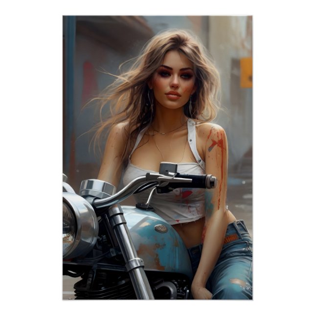 beauty on the motorcycle artwork poster (Front)