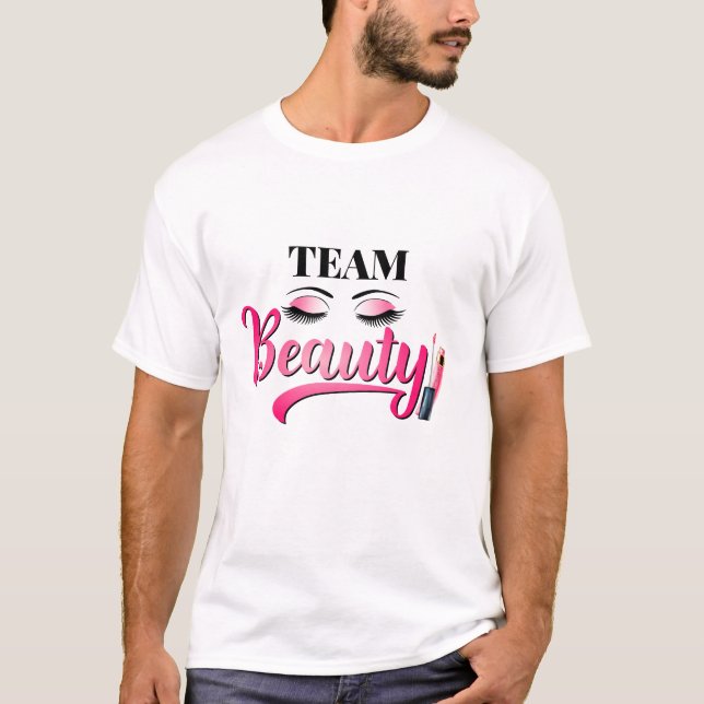Beauty or Beats T-shirt! Gender Reveal Team Beauty T-Shirt (Front)