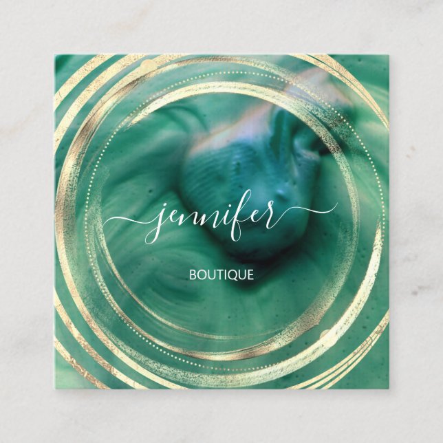 Beauty Organic Bio Shop QR Logo Soap Green Square Business Card (Front)