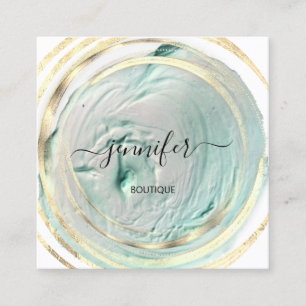 Beauty Organic Bio Shop QR Logo Soap Mint White Square Business Card