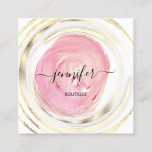 Beauty Organic Bio Shop QR Logo Soap Pink White Square Business Card