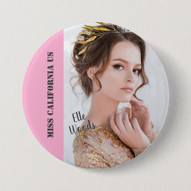 Beauty Pageant Button Pin - Dark Text (Front)
