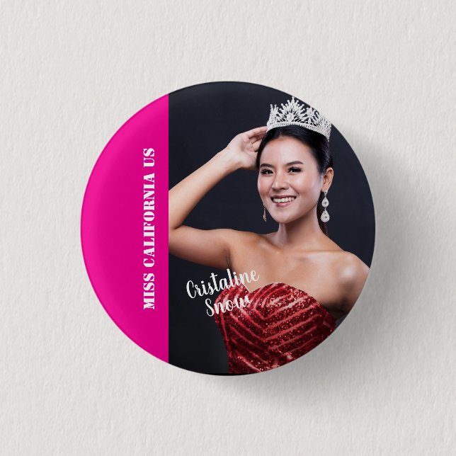 Beauty Pageant Button Pin - Light Text (Front)