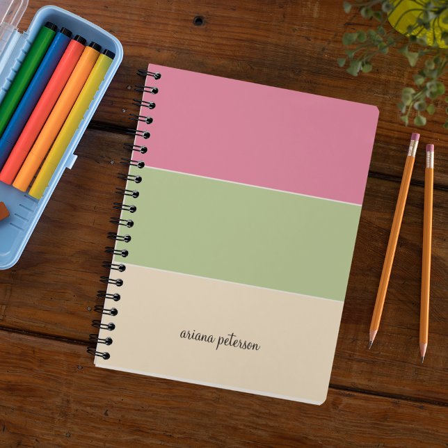 Beauty Pastel Colour Block & Script Name Notebook (Creator Uploaded)