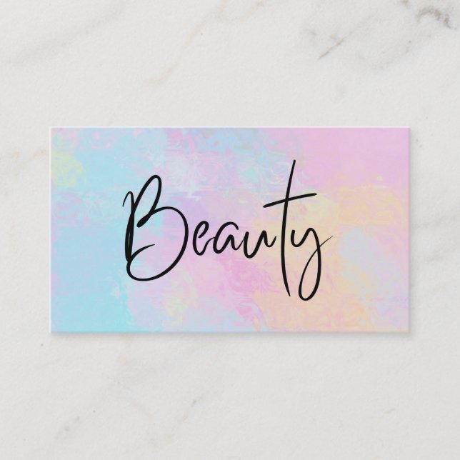 *~* BEAUTY Pastel Girly Soft Pretty Rainbow Modern Business Card (Front)