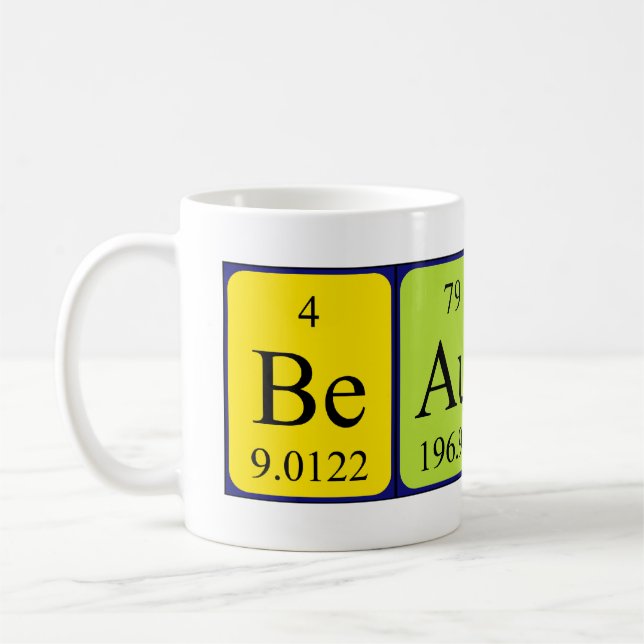 Beauty periodic table name mug (Left)