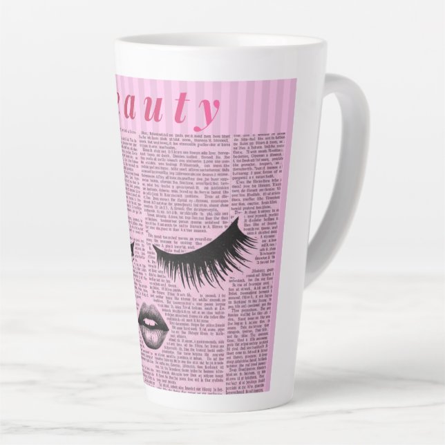 Beauty Pink Feminine Latte Mug – Fashion Aesthetic (Right Angle)