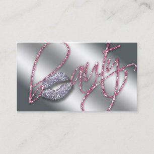 Beauty Pink Sparkle Lips Glitter Text Business Card