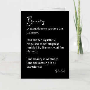 Beauty poem poetry black white foil greeting card