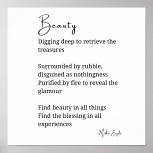 Beauty poem poetry black white wall art decor