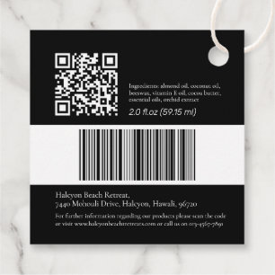 Beauty product mono ingredient barcode QR tags