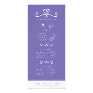 Beauty product price list and ordering leaflet rack card