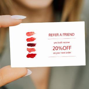Beauty products distributor referral card template