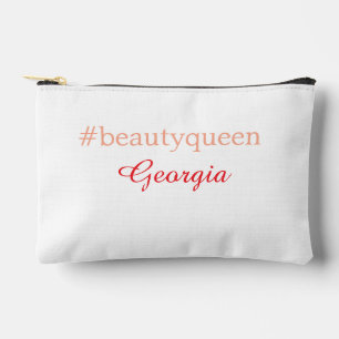 Beauty queenhashtag light red add name girl boss  accessory pouch