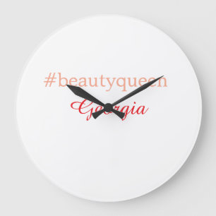 Beauty queenhashtag light red add name girl boss  large clock