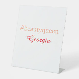 Beauty queenhashtag light red add name girl boss  pedestal sign