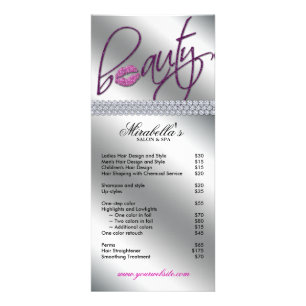 Beauty Rack Card Makeup Glitter Lips Silver Purple