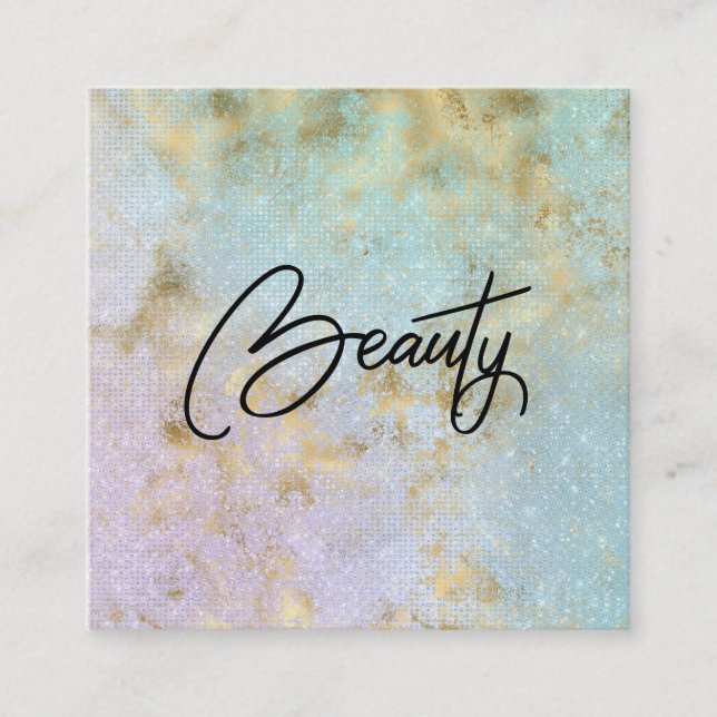 *~* BEAUTY  Rainbow Glimmer Gold Business Card (Front)