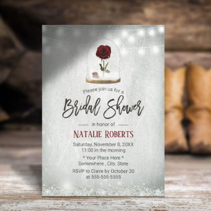 Beauty Rose Dome Winter Floral Bridal Shower Invitation
