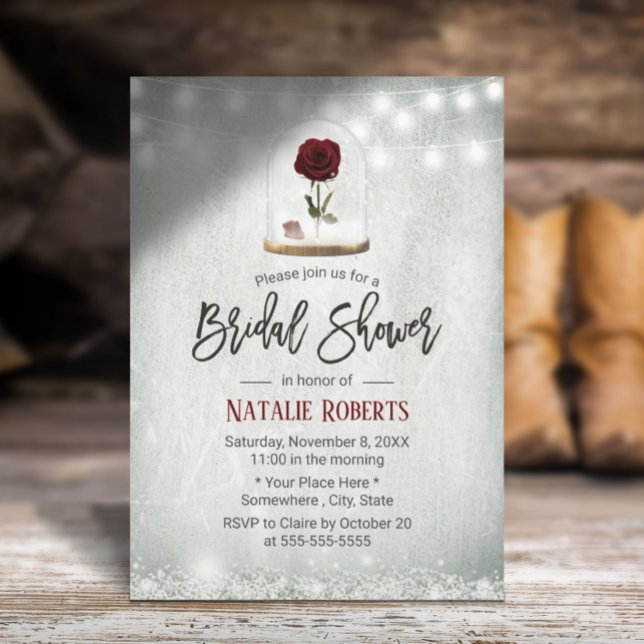 Beauty Rose Dome Winter Floral Bridal Shower Invitation (Creator Uploaded)