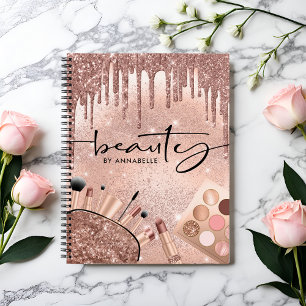 Beauty Rose Gold Glitter Cosmetics Appointments Notebook