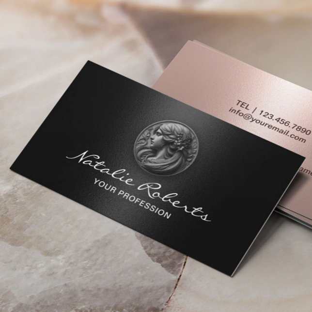 Beauty Salon 3D Logo Hair Stylist Modern Black Business Card (Creator Uploaded)