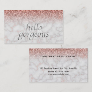 Beauty Salon Appointment Hello Gorgeous Rose Gold Card