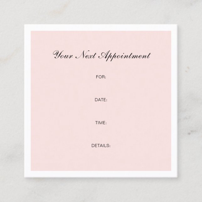 Beauty Salon Appointment Reminder Trendy Plain Card (Front)