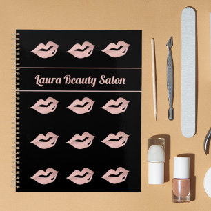 Beauty Salon Black & Gold Rose Lips Appointment Planner