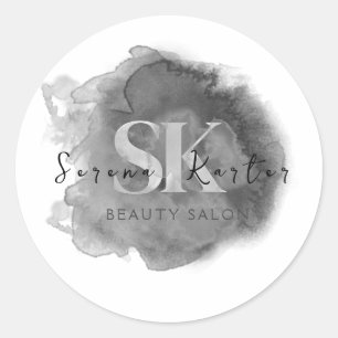 Beauty Salon Black White Classical Classic Round Sticker