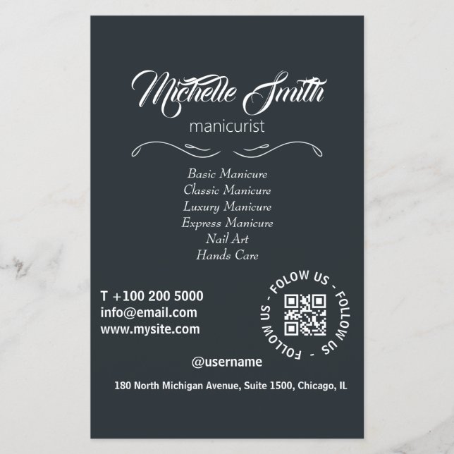 Beauty Salon Black White Grey Grey Script Font Flyer (Front)