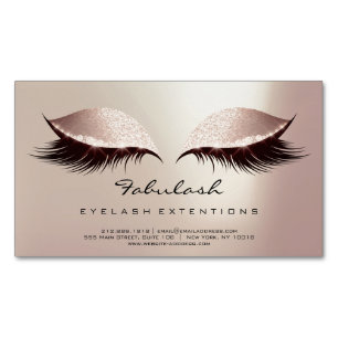 Beauty Salon Blush Rose Gold Adress Makeup Lashes Magnetic Business Card