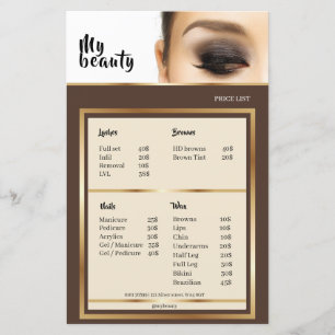 Beauty Salon Brown & Golden Frame Price List
