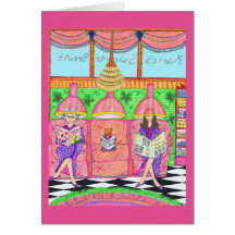 Beauty Salon Card with cat, mother and grandmother