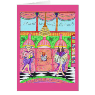 Beauty Salon Card with cat, mother and grandmother