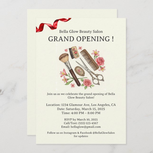  Beauty Salon Cute Grand Opening Invitation (Front/Back)