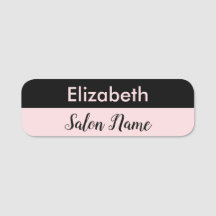 Beauty Salon Employee's Name Light Pink and Black