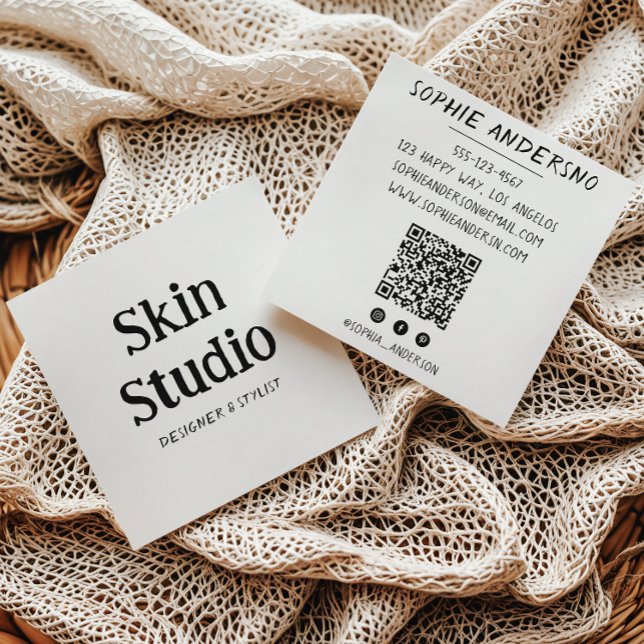 Beauty Salon Esthetician Skincare QR Code  Square Business Card (Creator Uploaded)