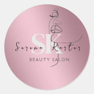 Beauty Salon Face Abstract Woman Modern Minimalism Classic Round Sticker