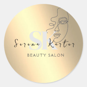 Beauty Salon Face Abstract Woman Modern Minimalism Classic Round Sticker