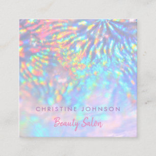 Beauty salon faux iridescent effect square business card