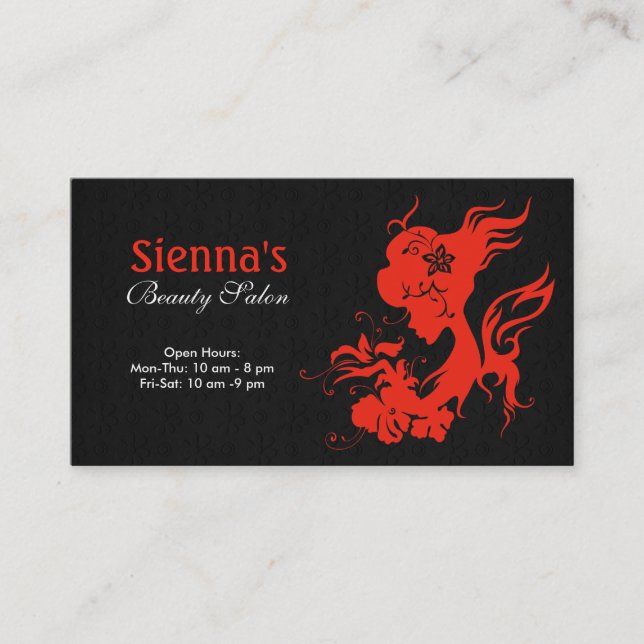 Beauty Salon (Firebrick) Business Card (Front)